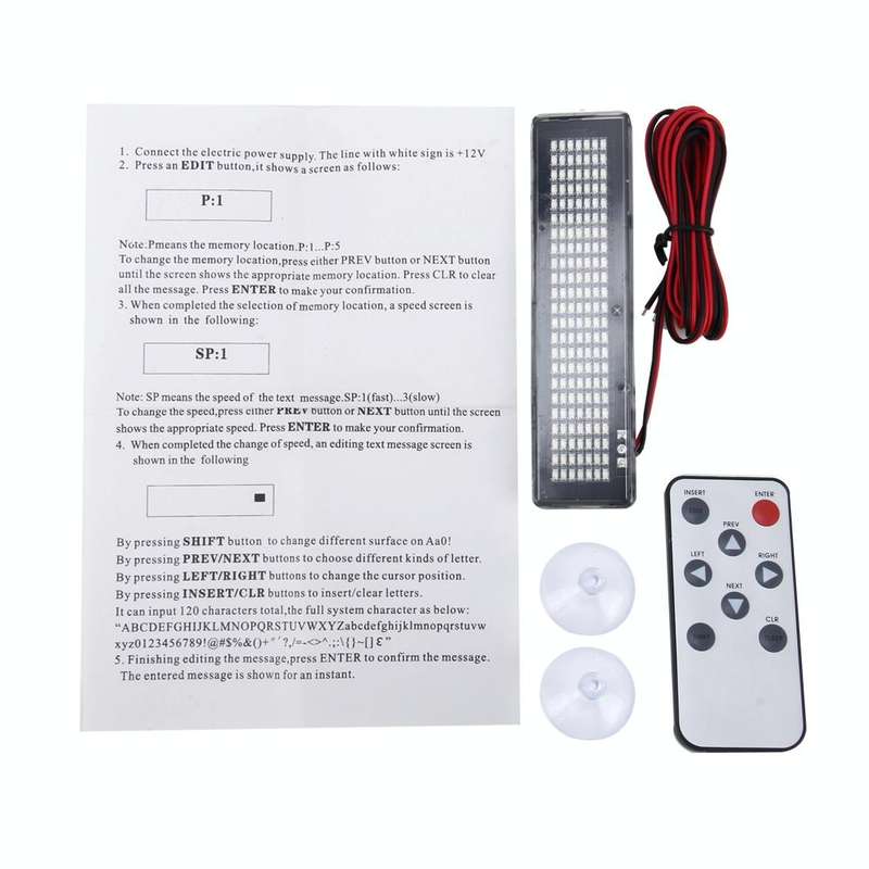 DC 12V Car LED Programmable Showcase Message Sign Scrolling Display Lighting Board with Remote Co...