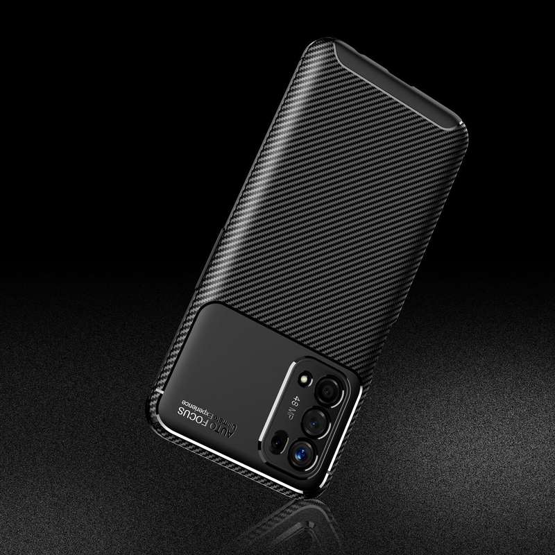 For OPPO A74 5G Carbon Fiber Texture Shockproof TPU Case(Blue)