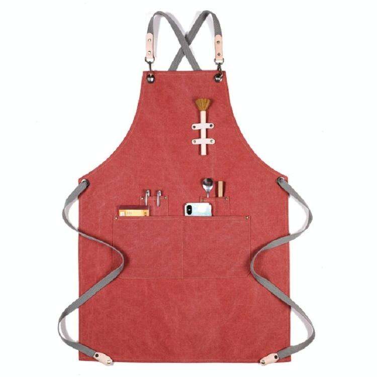 Barbecue Cooking Bartender Antifouling Thick Canvas Apron(Orange A)