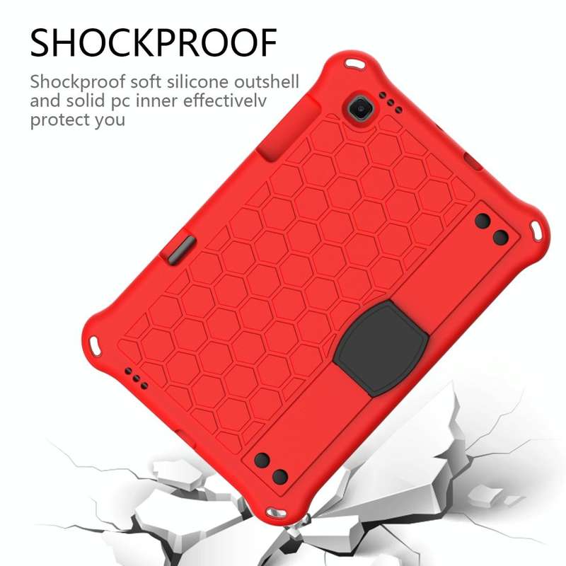 For Samsung Galaxy Tab S6 Lite P610 Honeycomb EVA + PC Shockproof Case with Strap(Red+Black)