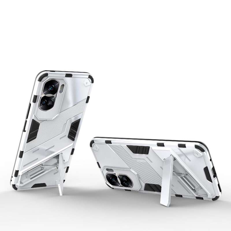 For Honor 90 Lite 5G Global Punk Armor 2 in 1 PC + TPU Phone Case with Holder(White)
