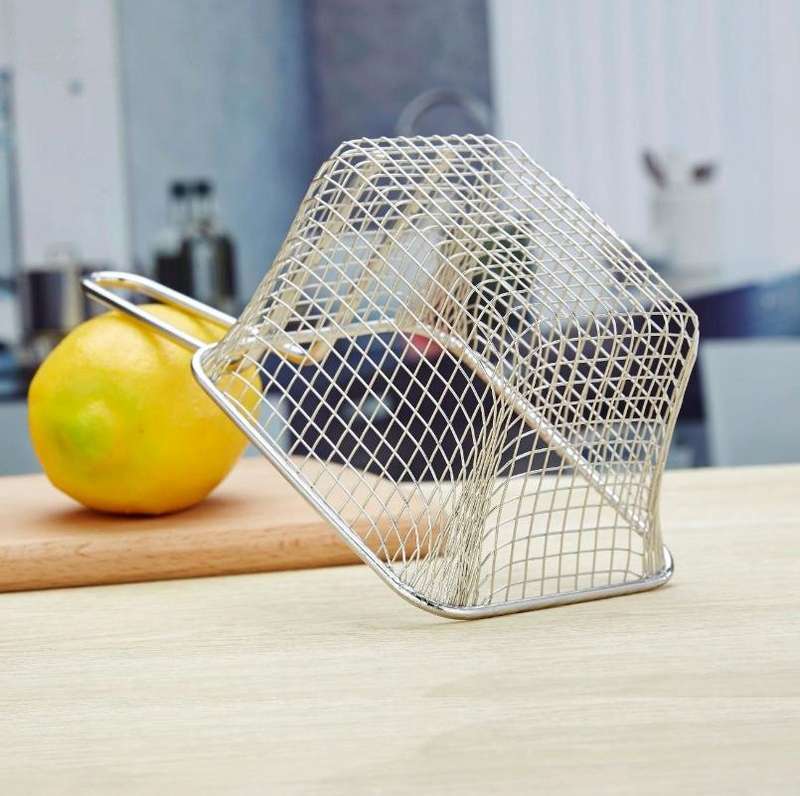 J13447M Stainless Steel Mini Fries Basket Restaurant Snack Bread Plate