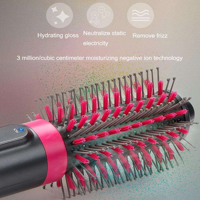 4 In 1 Hair Dryer Curling Straight Comb Hot Air Comb(EU Plug)