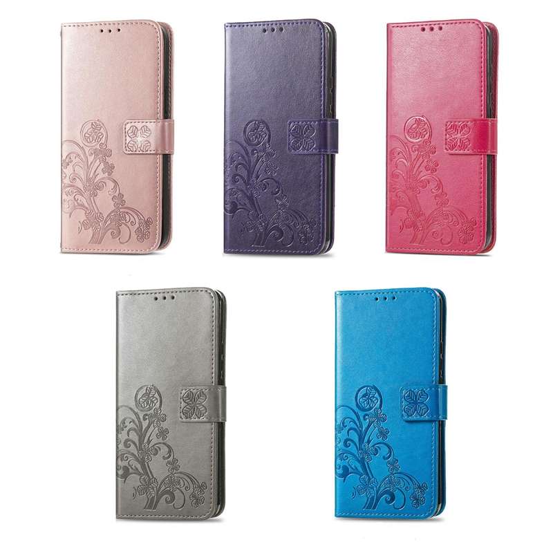 For Xiaomi Redmi Note 12 Pro+ China Four-leaf Clasp Embossed Buckle Leather Phone Case(Rose Gold)