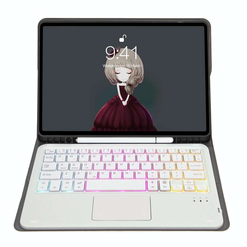 For Samsung Galaxy Tab A8 10.5 (2021) A08B-AS Lambskin Texture Backlight Bluetooth Keyboard Leath...