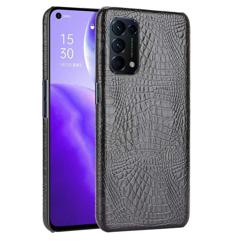 For OPPO Reno5 5G / Find X3 Lite Shockproof Crocodile Texture PC + PU Case(Black)
