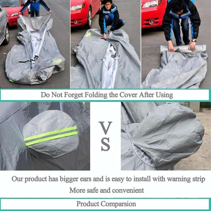 PEVA Anti-Dust Waterproof Sunproof Sedan Car Cover with Warning Strips, Fits Cars up to 4.5m(176 ...