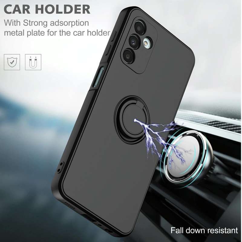 Ring Kickstand Silicone Phone Case For Samsung Galaxy A14 5G(Black)