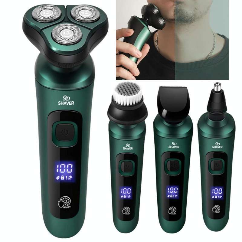 4 In 1 Smart Electric Shaver LCD Digital Display Three-head USB Rechargeable Floating Razor