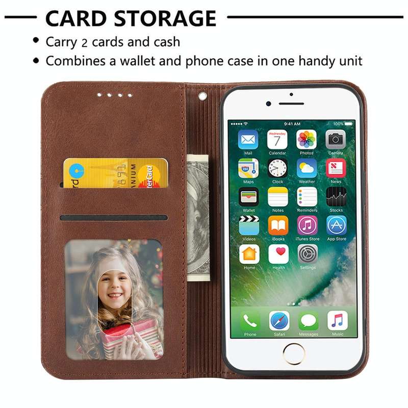 For iPhone 7 Plus / 8 Plus Cubic Grid Calf Texture Magnetic Closure Leather Phone Case(Brown)