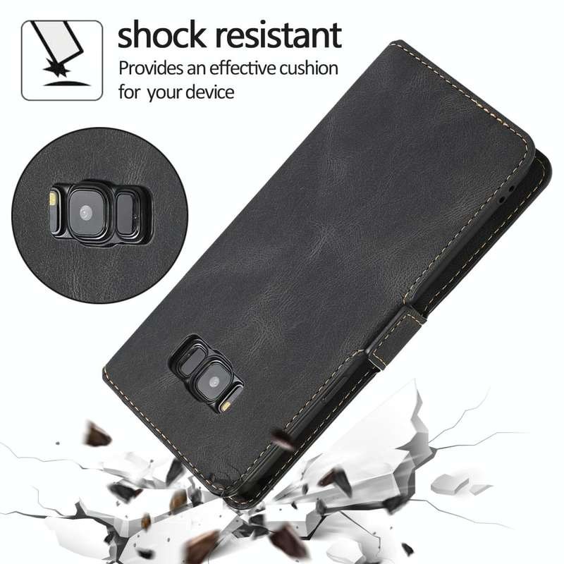 For Samsung Galaxy S8 Plus Retro Magnetic Closing Clasp Horizontal Flip Leather Case with Holder ...