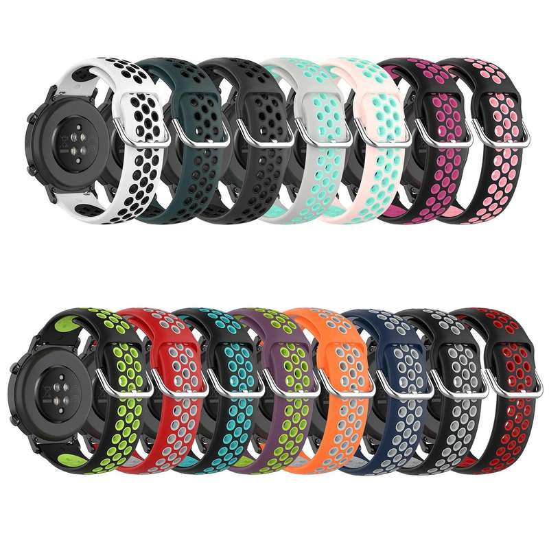 For Garmin Vivomove Sport 20mm Perforated Breathable Sports Silicone Watch Band(Black+ Grey)