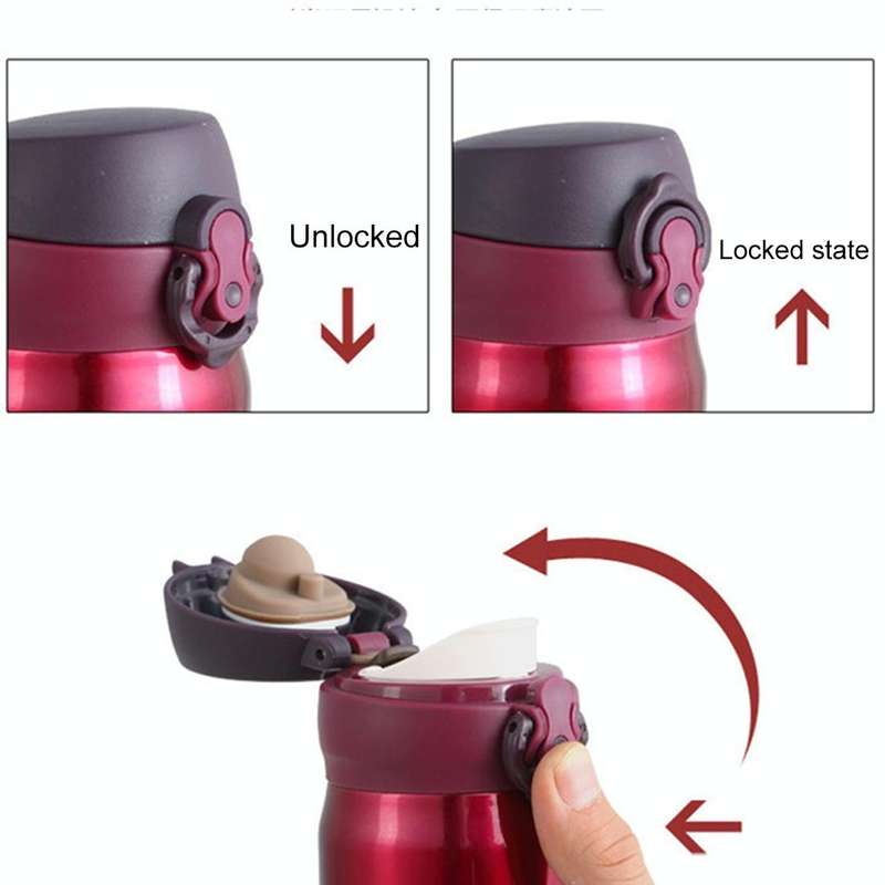 450ml Creative Portable Stainless Steel Vacuum Flask Vacuum Bottle (Red)