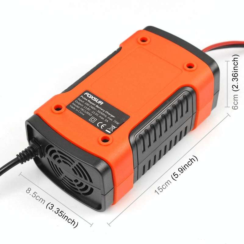 12V 6A Intelligent Universal Battery Charger for Car Motorcycle, Length: 55cm, UK Plug(Red)