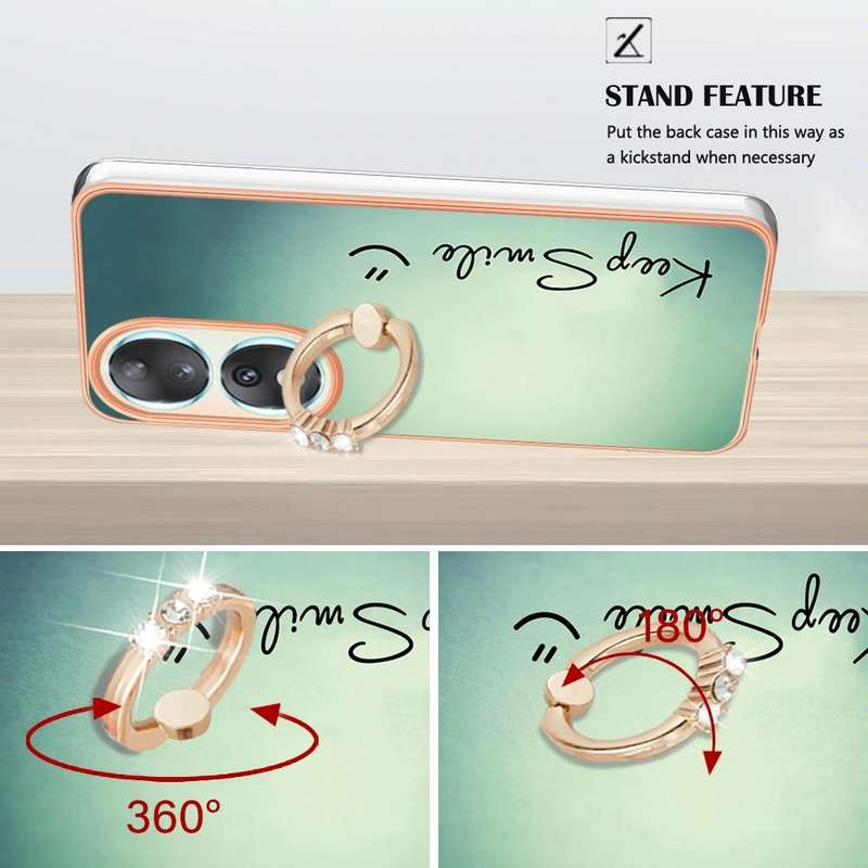 For Honor 90 5G Electroplating Dual-side IMD Phone Case with Ring Holder(Smile)