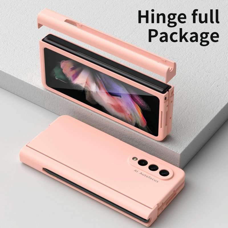 For Samsung Galaxy Z Fold3 5G Macaron Hinge Phone Case with Stylus Pen Fold Edition & Protective ...