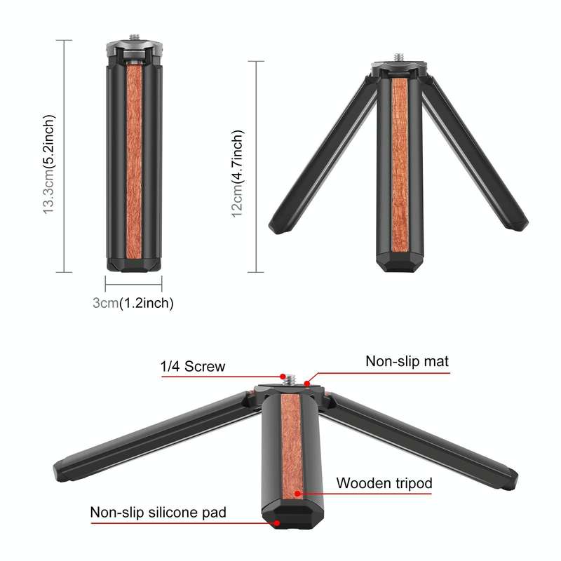 PULUZ Inlaid Wood Desktop Vlogging Live Tripod Holder (Black)