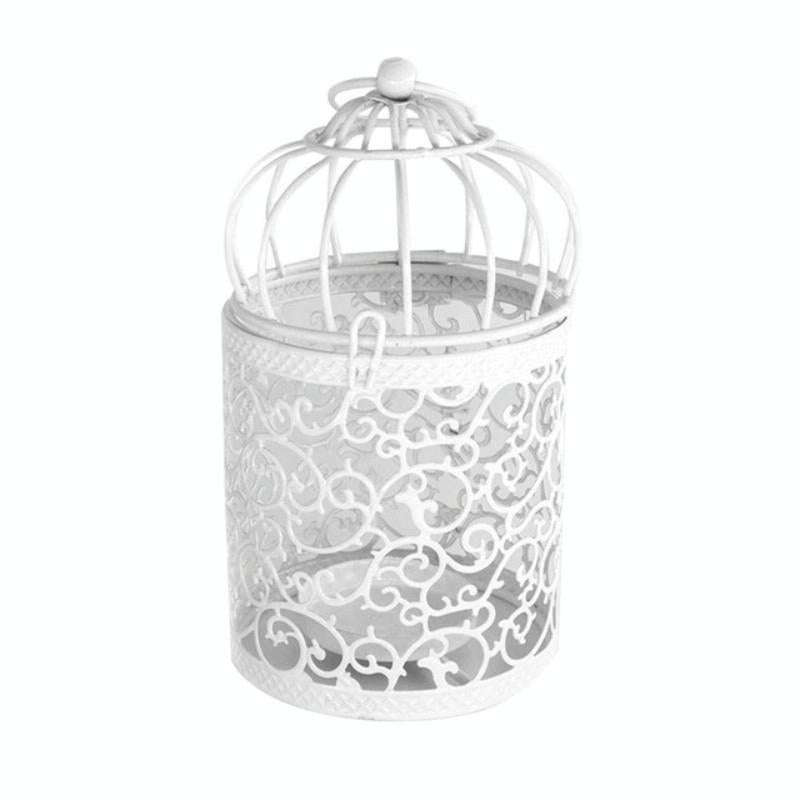 Antique Creative Bird Cage Candlestick Wrought Iron Ornaments Hollow Flower Pattern Home Decorati...