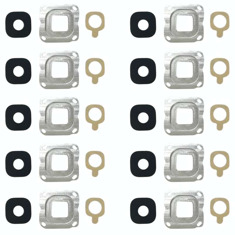 For Galaxy C7 10pcs Back Camera Bezel & Lens Cover with Sticker (Silver)