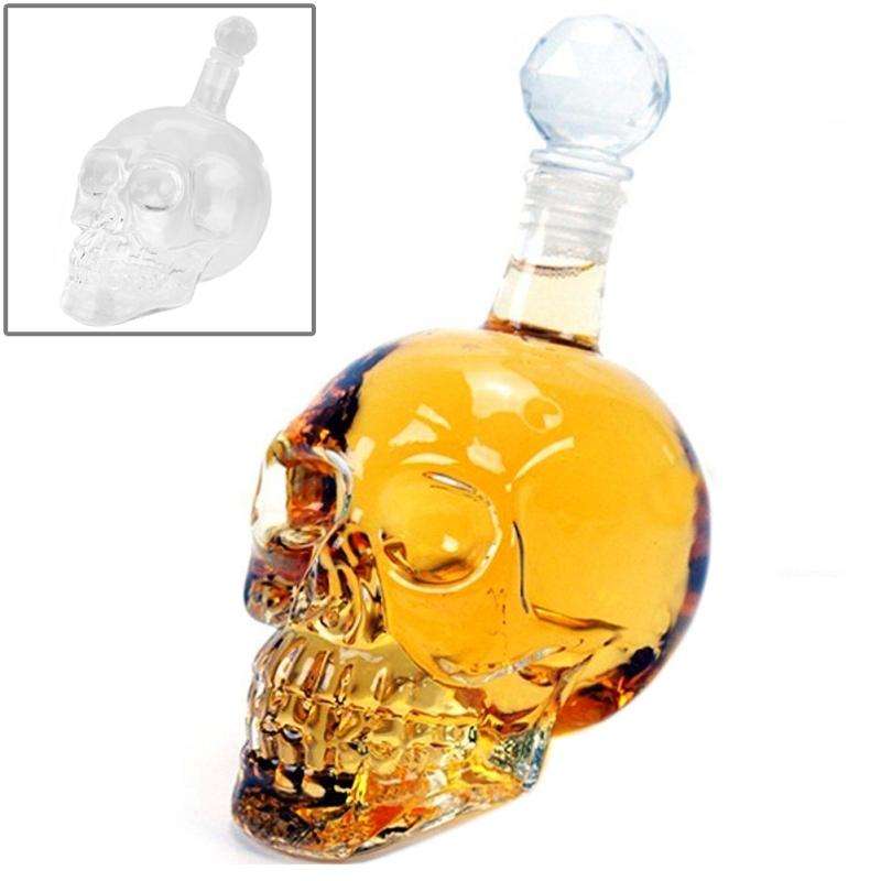 Crystal Glass Skull Bottle for Vodka & Whiskey & Beer Liqueur & Red Wine & Other Beverage, 550ML