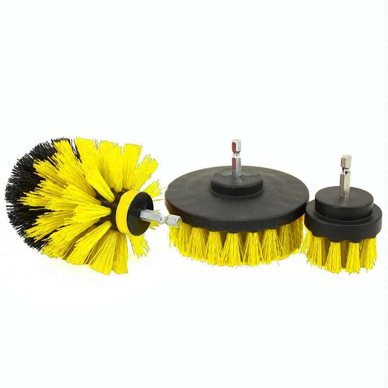 3 PCS Bathroom Kitchen Cleaning Brushes Kit for Electric Drill(Yellow)
