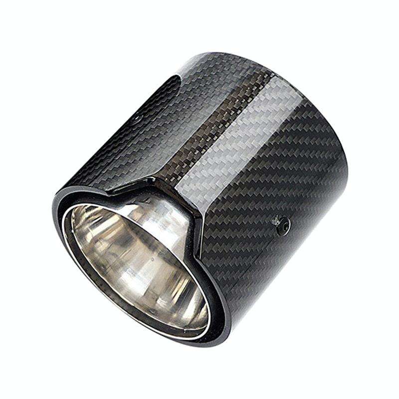 Car Modified MP Exhaust Pipe Glossy 90mm Carbon Fiber Short Tail Throat for BMW 3 Series, Air Inl...