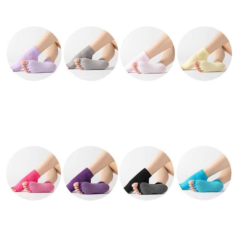3 Pair Open-Toe Yoga Socks Indoor Sports Non-Slip Five-Finger Dance Socks, Size: One Size(Pure Co...