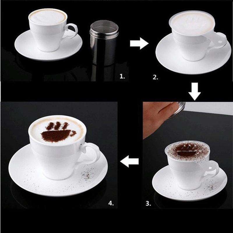 32 PCS Coffee Stencil Filter Coffee Maker Cappuccino Mold Templates Strew Flowers Pad Spray Art B...