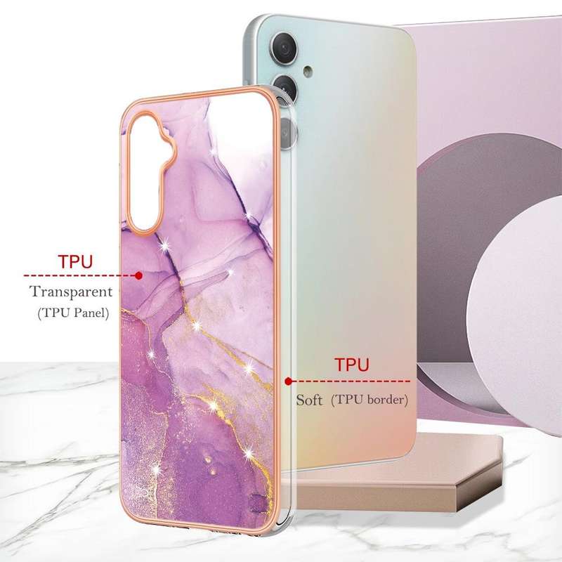 For Samsung Galaxy A24 Electroplating Marble Dual-side IMD Phone Case(Purple 001)