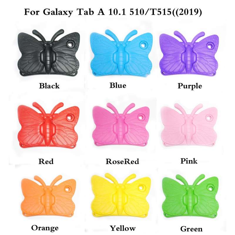 For Galaxy Tab A 10.9 2019 T510 / T515 Butterfly Bracket Style EVA Children Falling Proof Cover P...