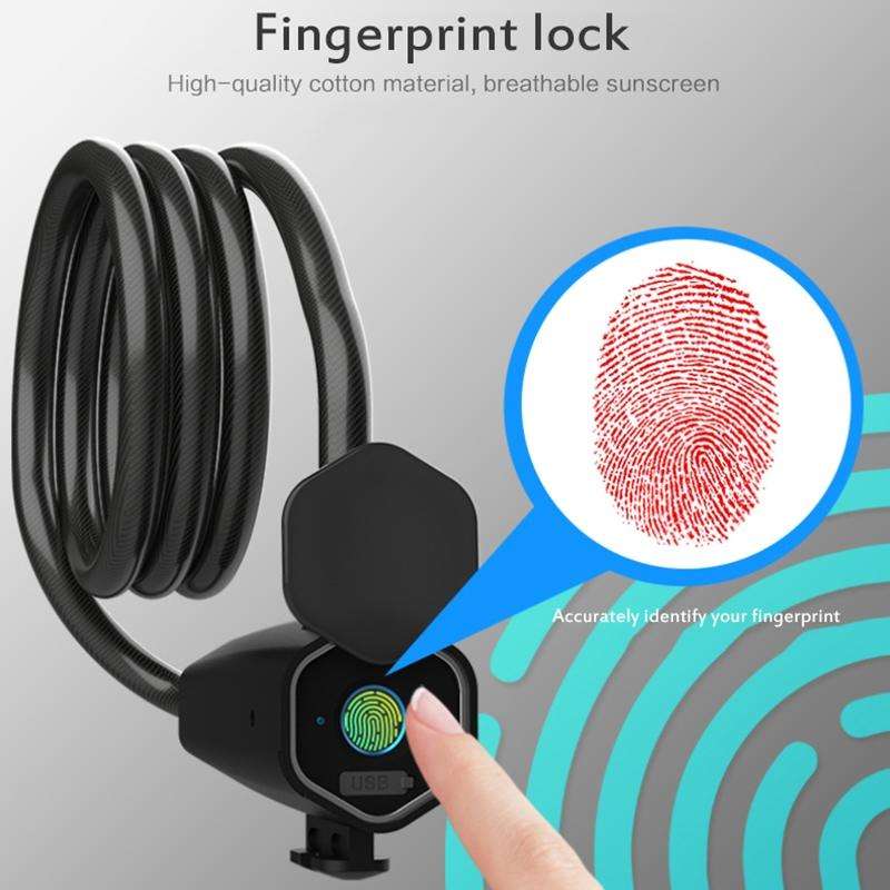 W16 IP65 Waterproof Fingerprint Lock Steel Rope Anti-theft Electric Car Lock Bluetooth APP Electr...