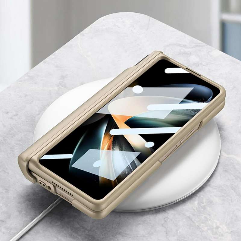 For Samsung Galaxy Z Fold4 GKK Magnetic Fold Hinge Shockproof Phone Case with Wrist Strap(Black)