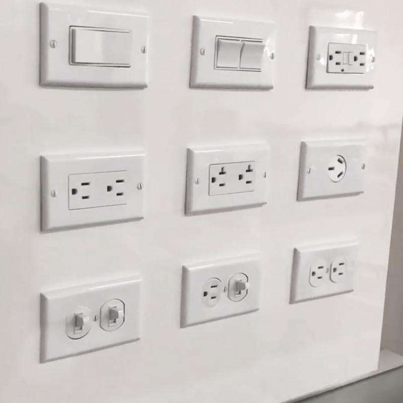 PC Double-connection Power Socket Switch with USB, US Plug, Square White UL 15A Leakage Protectio...