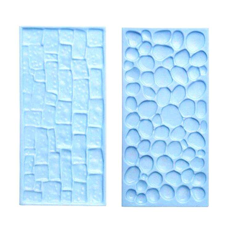 2 PCS Bark Wood Grain Fondant Printing Embossing Mold Biscuit Baking Mold Tool(Pebble)