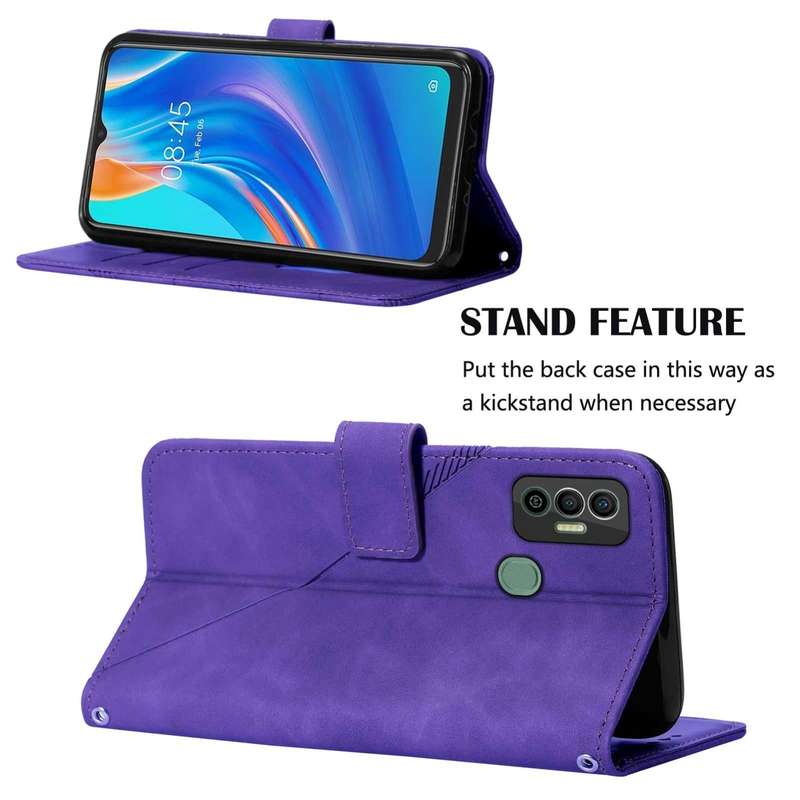 For Tecno Spark 7 Crossbody 3D Embossed Flip Leather Phone Case(Purple)
