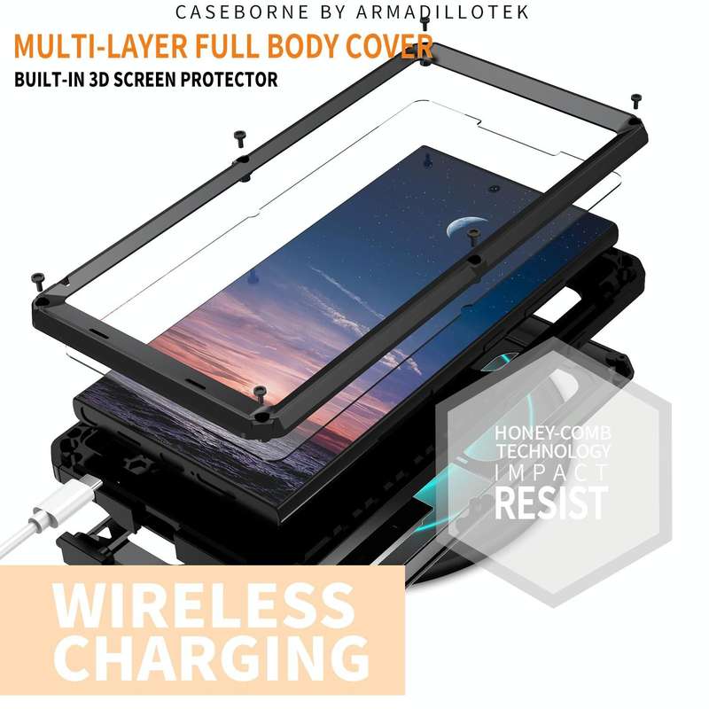 For Samsung Galaxy S24 Ultra 5G R-JUST Sliding Camera Life Waterproof Holder Phone Case(Black)