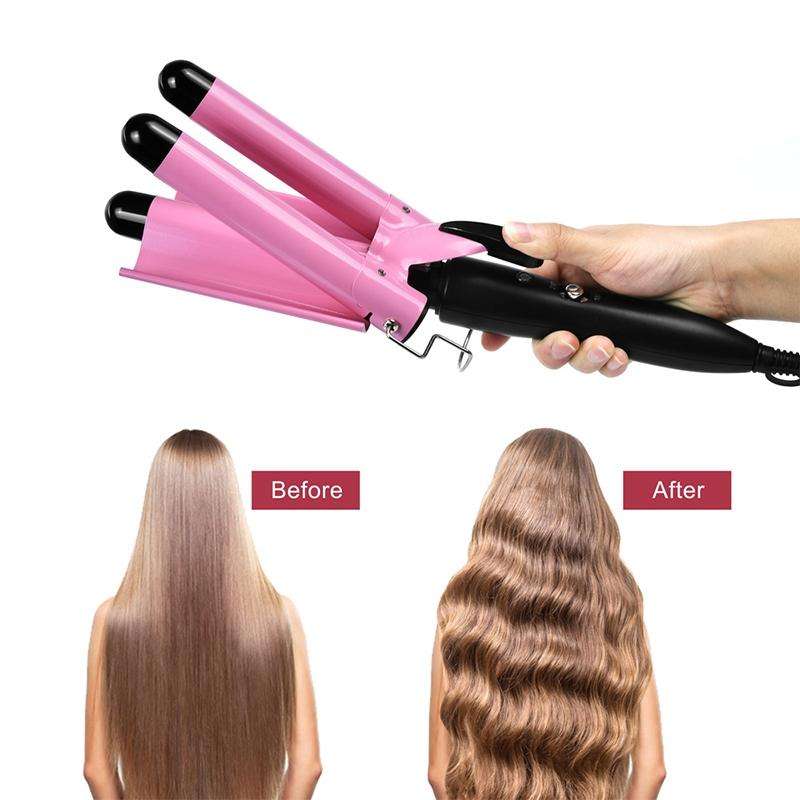 20-32m Automatic Ceramic Perm Splint Hair Curler 3 Barrels Big Wave Hair Curling Iron Tools, Size...