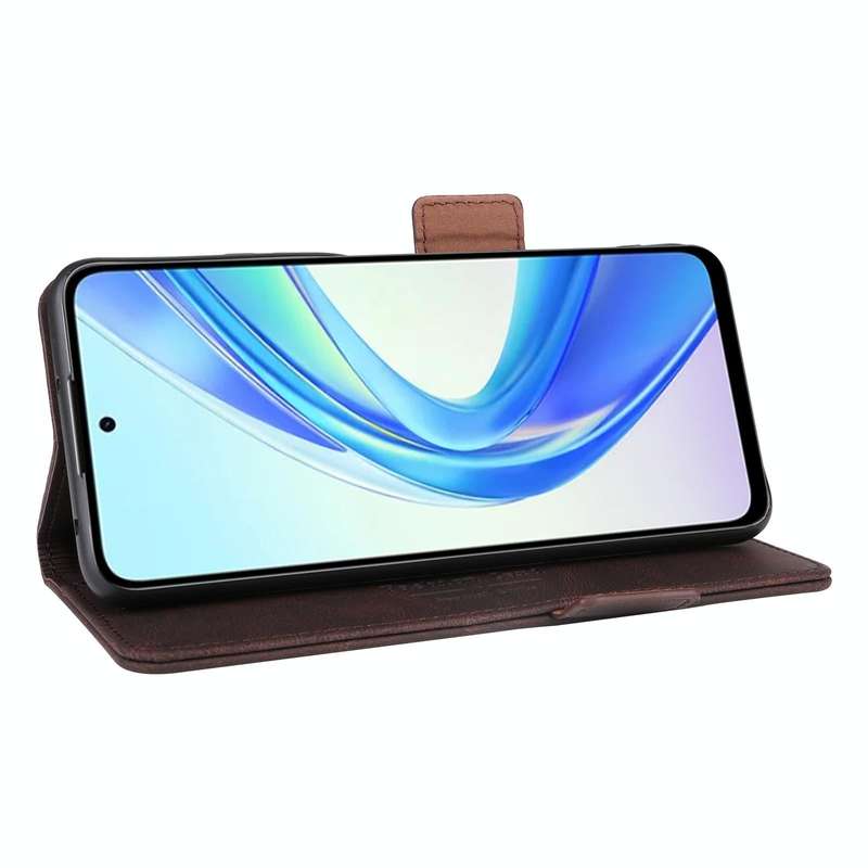 For Honor X7b Magnetic Clasp Flip Leather Phone Case(Brown)