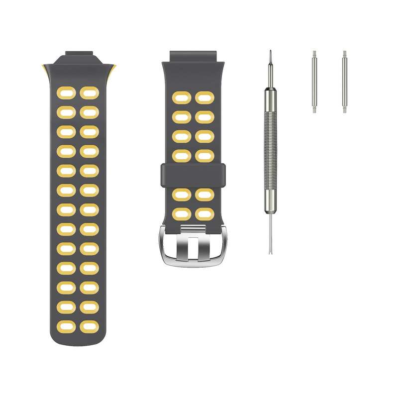 For Garmin Forerunner 310XT Two-color Silicone Watch Band(Grey Yellow)