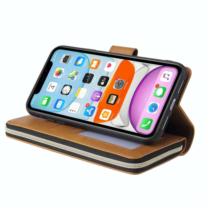 For iPhone 11 Pro Max Zipper Wallet Bag Horizontal Flip PU Leather Case with Holder & 9 Card Slot...