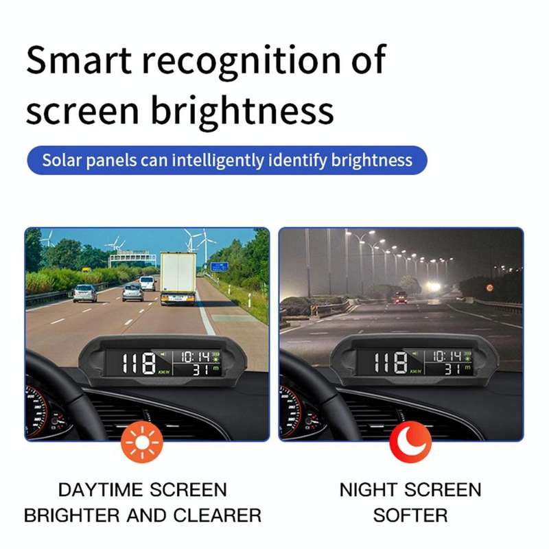 Car Solar HUD Tire Pressure Monitoring GPS Speed Time Altitude Table(Black)