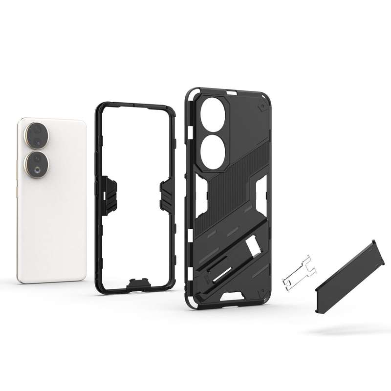 For Honor 90 Punk Armor PC + TPU Phone Case with Holder(White)