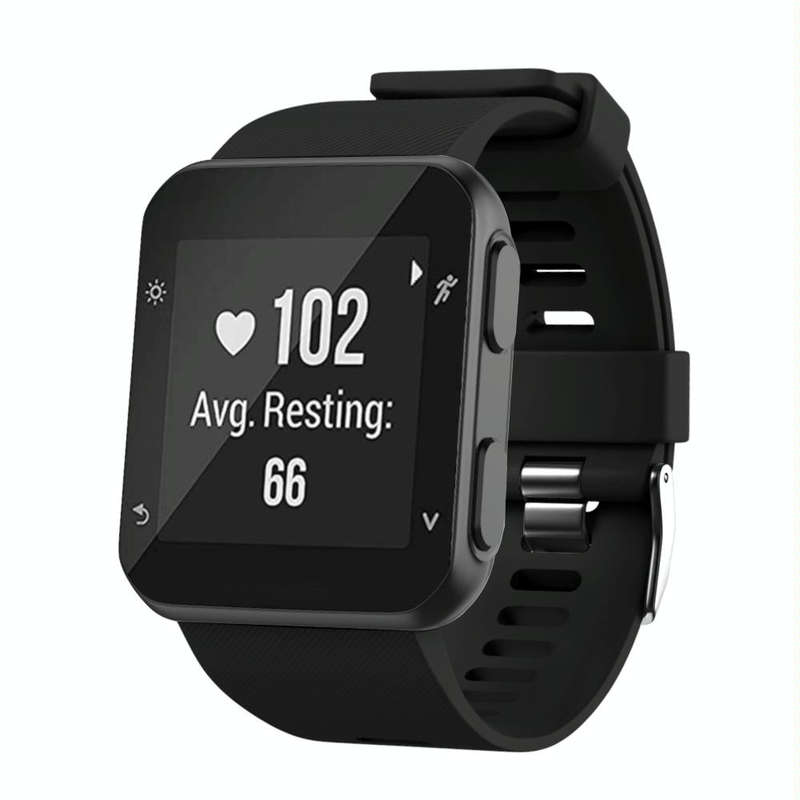For Garmin Forerunner 35 Black Buckle Silicone Watch Band(Black)