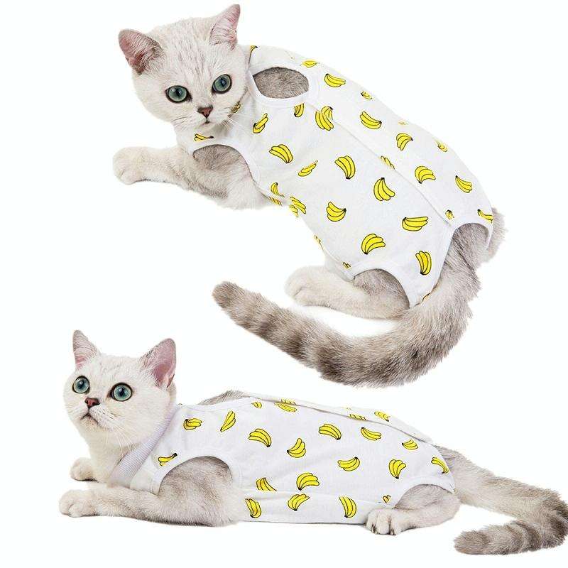 Female Cat Breathable And Anti-Licking Sterilization Clothing, Size: M(Banana)