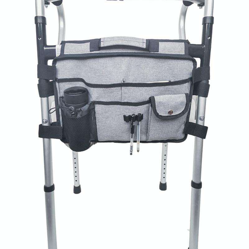 Wheelchair Walking Aid Adjustable Multifunctional Storage Bag(Gray)