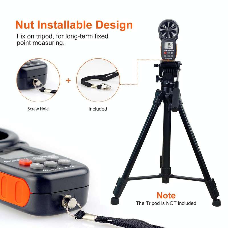 BT-100 Handheld Anemometer Wind Speed Wind Chill Temperature Measuring Instrument(Black)