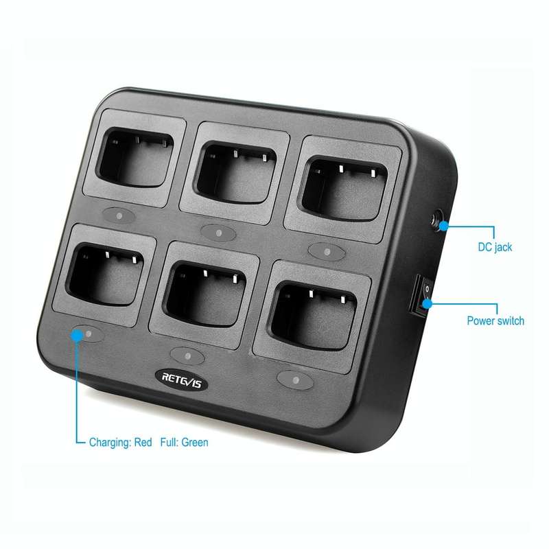 RETEVIS RTC777 Six-Way Walkie Talkie Charger for Retevis H777, US Plug