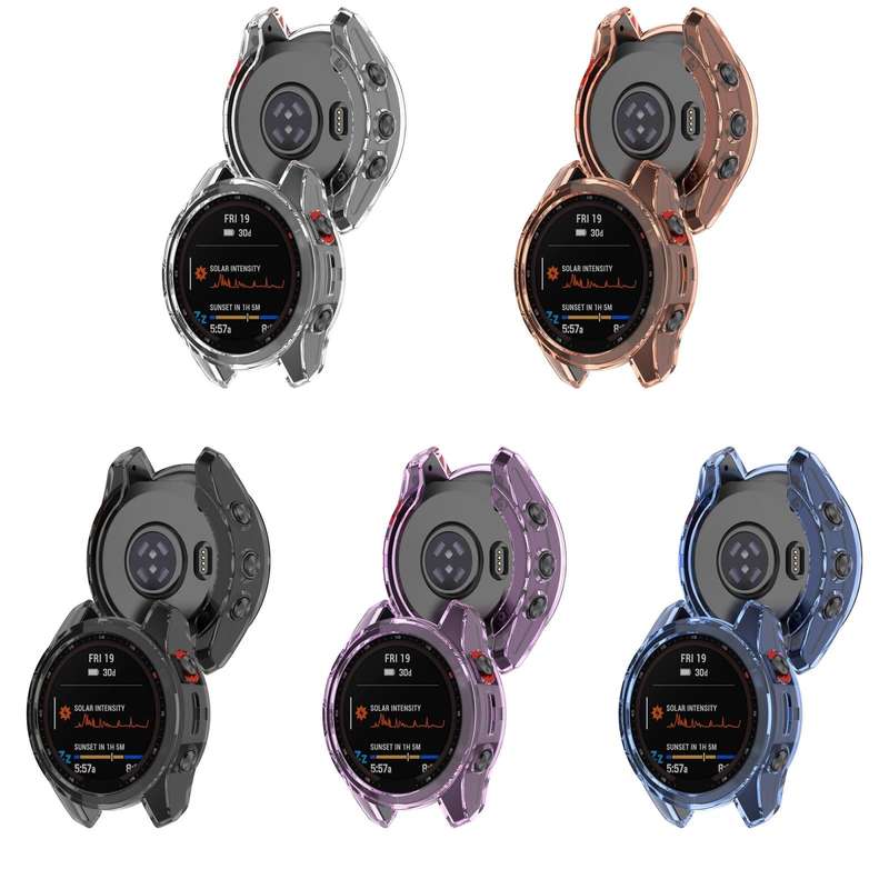 For Garmin Fenix 7s Shockproof TPU Soft Protective Case(Black)