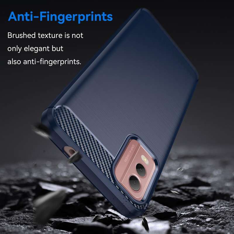 For Nokia C32 Brushed Texture Carbon Fiber TPU Phone Case(Blue)