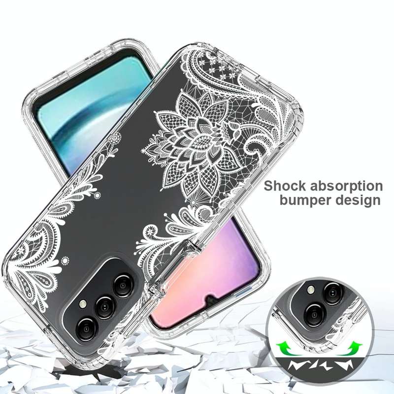 For Samsung Galaxy A24 5G / 4G Transparent Painted Phone Case(White Flower)